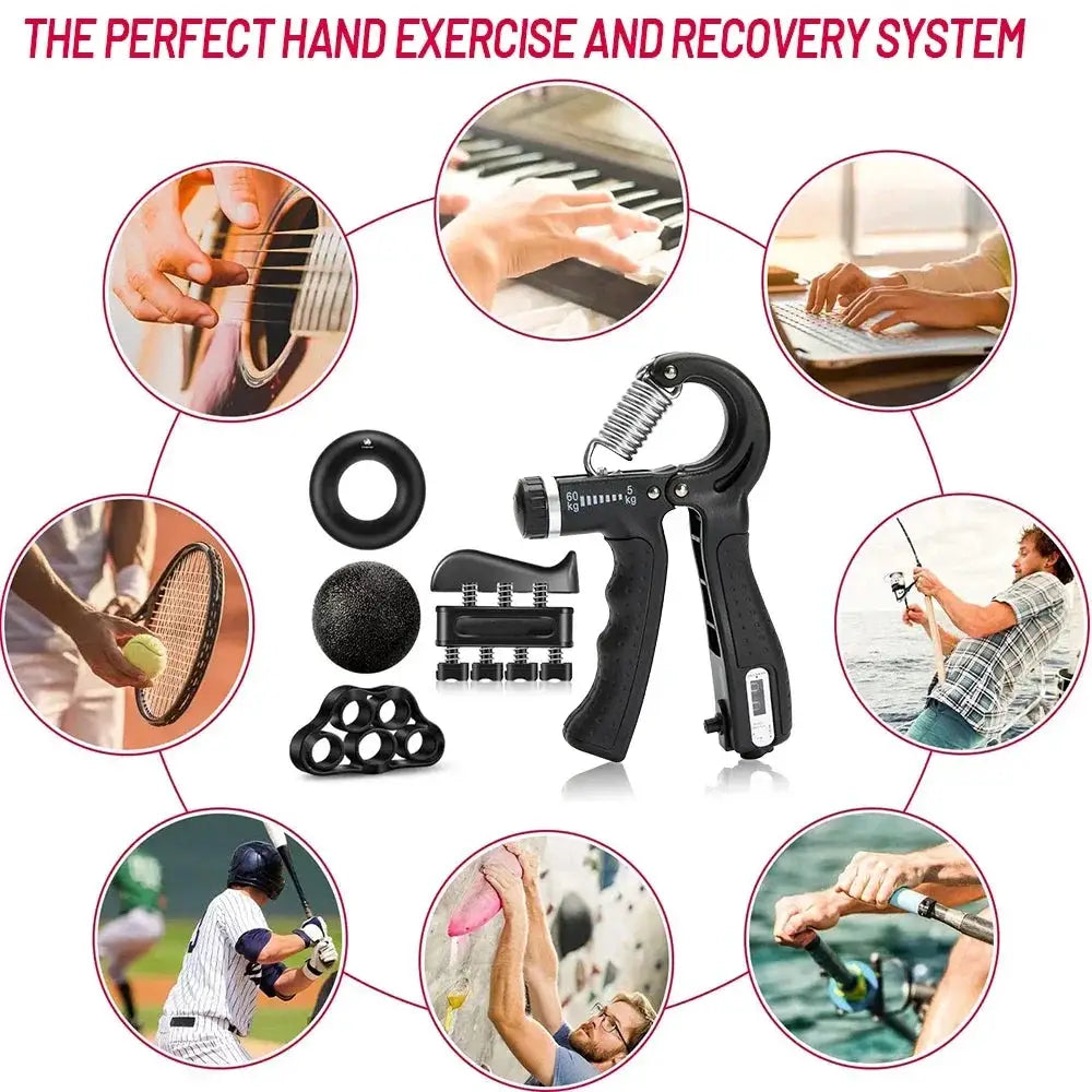 FlexGrip Adjustable Hand Gripper Kit 5 To 60 Kg For Strength Training Rehab And Versatile Grip Training