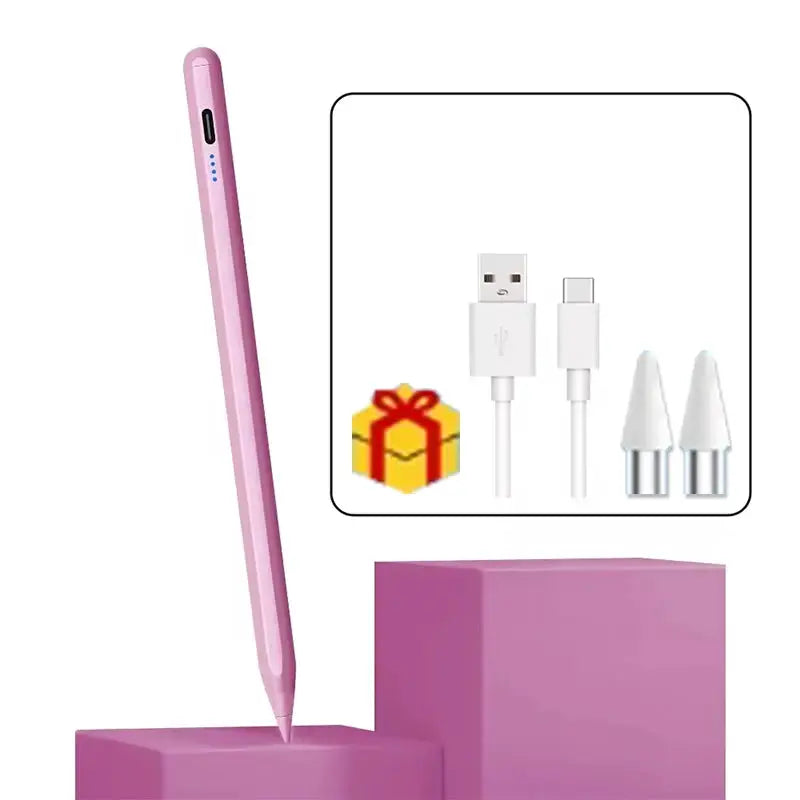 Simples Market pink universal stylus pen for Android/iOS with USB charging cable and replacement tips