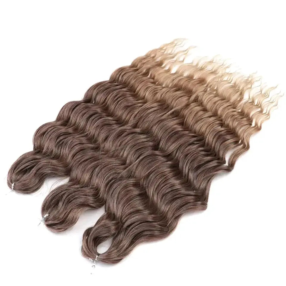 Noble Hair synthetic loose deep wave 24in braiding hair extensions, ombre blonde, 5 bundles