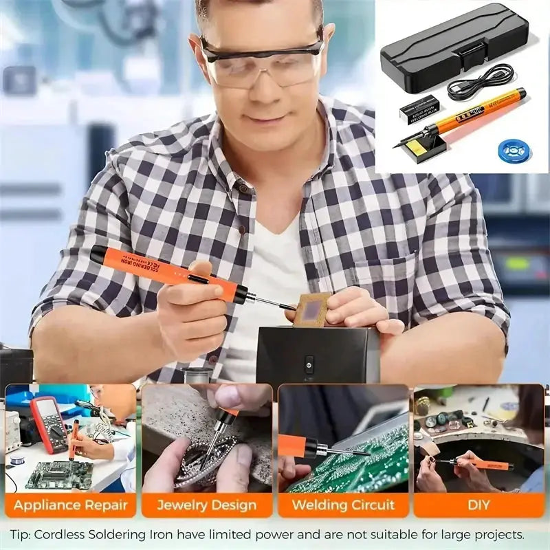 USB Soldering Iron Kit Mini Digital Adjustable Temperature Type C Interface Portable Welding Tool