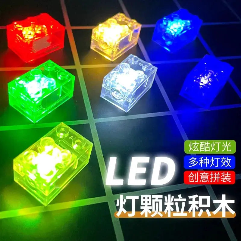 Rectangular 2x3 Building Block LED Light With Seven Color Transparent Illumination For Playroom Decor