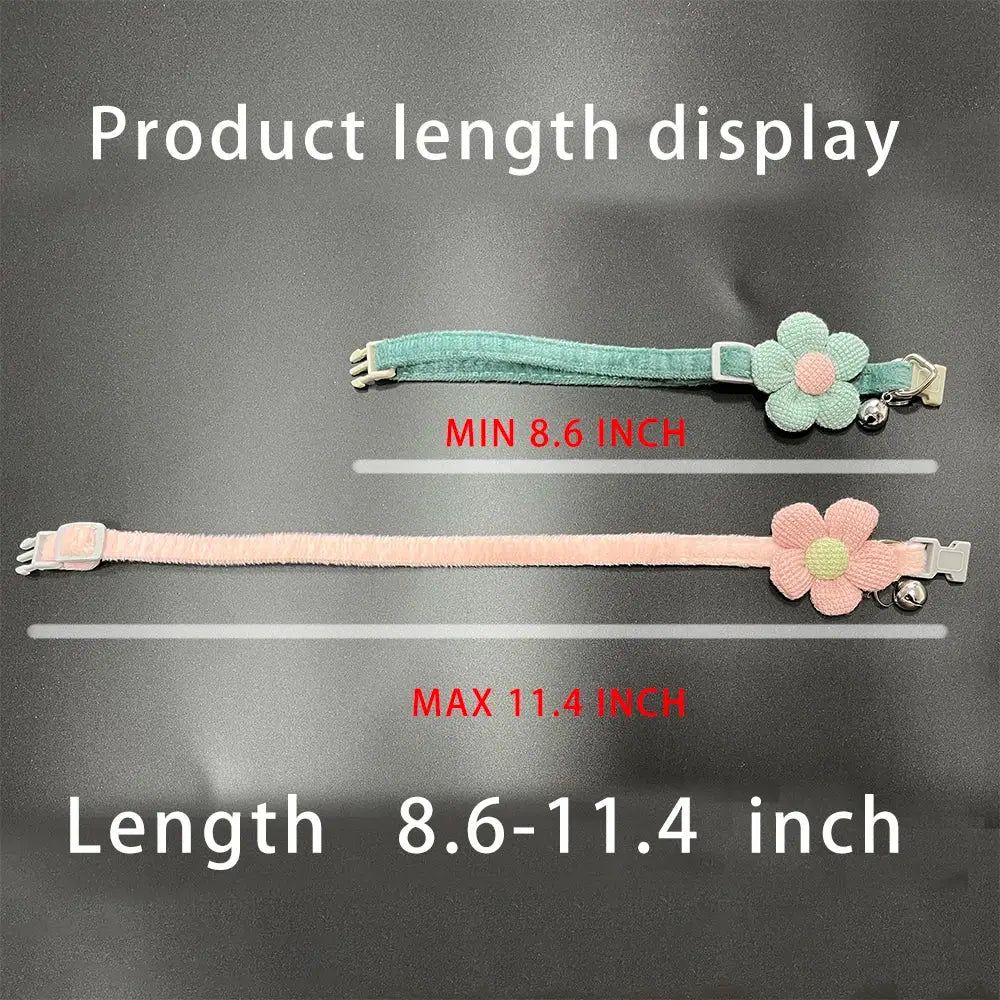 Cat Collar With Cute Flower Design Adjustable Buckle Breakaway Safety Bell For Kittens And Small Dogs