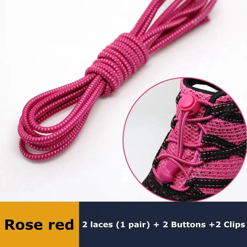 Rose red elastic no-tie sneaker laces by Simples Market, 1 pair.