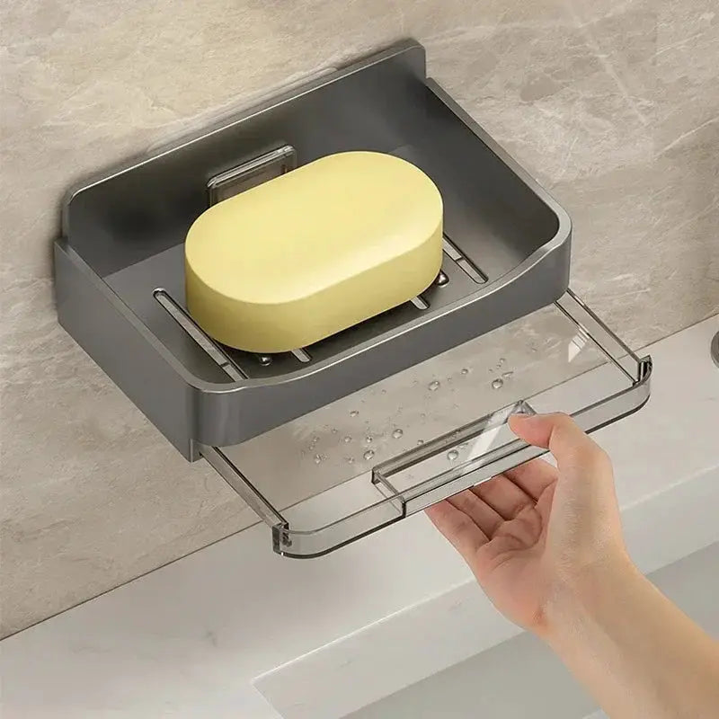 AquaNova Wall Mounted Soap And Sponge Holder With Free Punching Design Double Drainage For Quick Drying