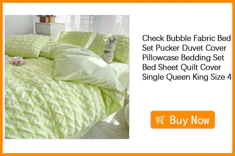 Kawaii bear printed pale green quilted bedding set with duvet cover and pillowcases by Simples Market