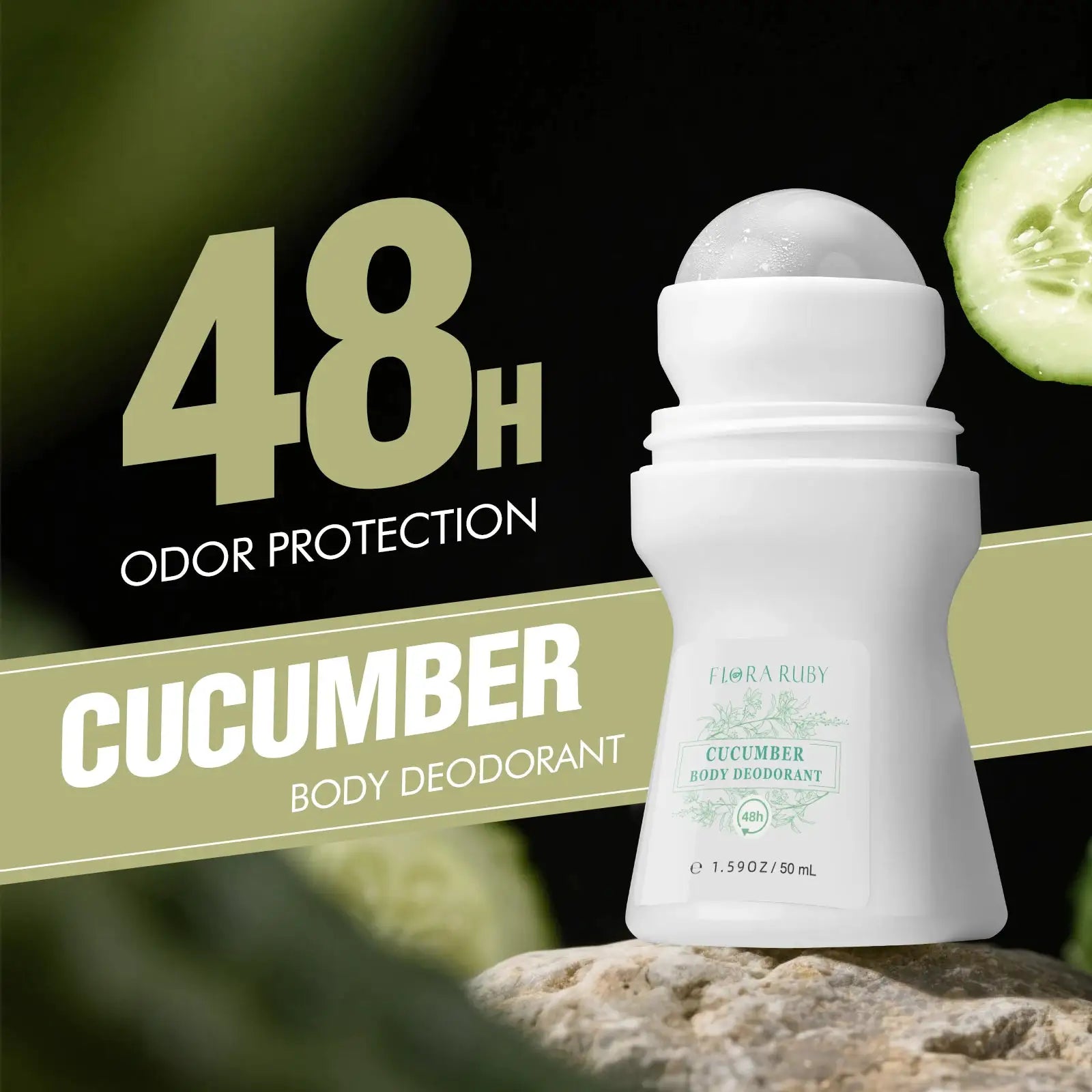 Flora Ruby cucumber body deodorant roll-on, aluminum-free, 50 ml