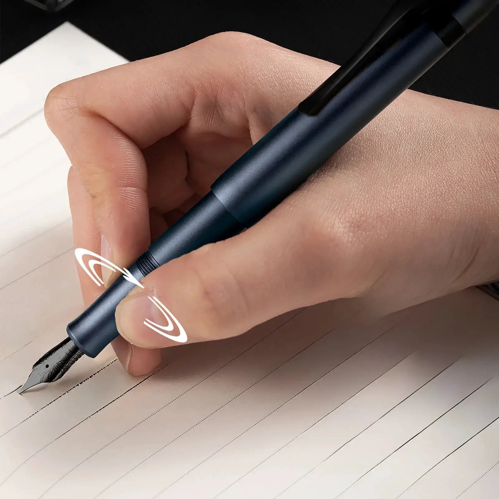 Hongdian M2 fountain pen, mini blue metal body with EF nib