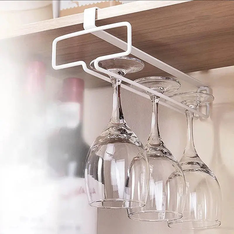 No Drilling Metal Wine Glass Holder Under Cabinet Stemware Rack For Kitchen Organization And Bar Storage