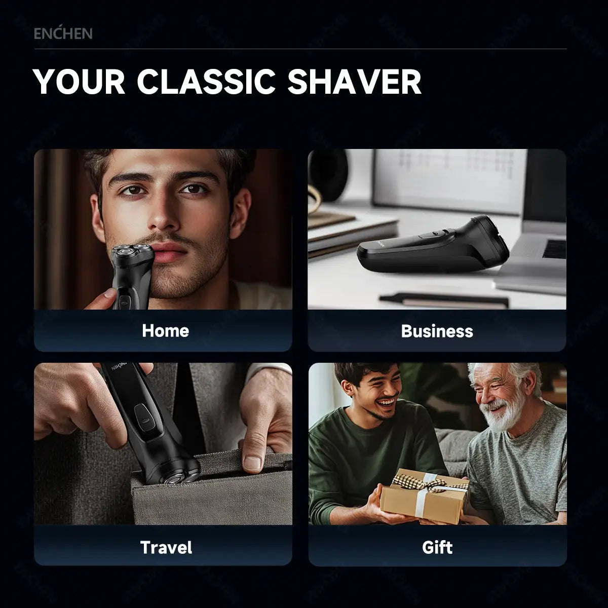 Enchen Blackstone Rotary Shaver For Men With 3D Floating Blade System Washable USB Type C Rechargeable