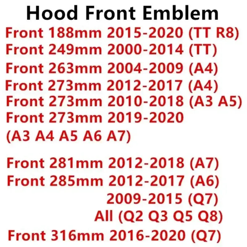 Audi four-ring hood emblem badge ABS black by Simples Market for A3–Q8 models