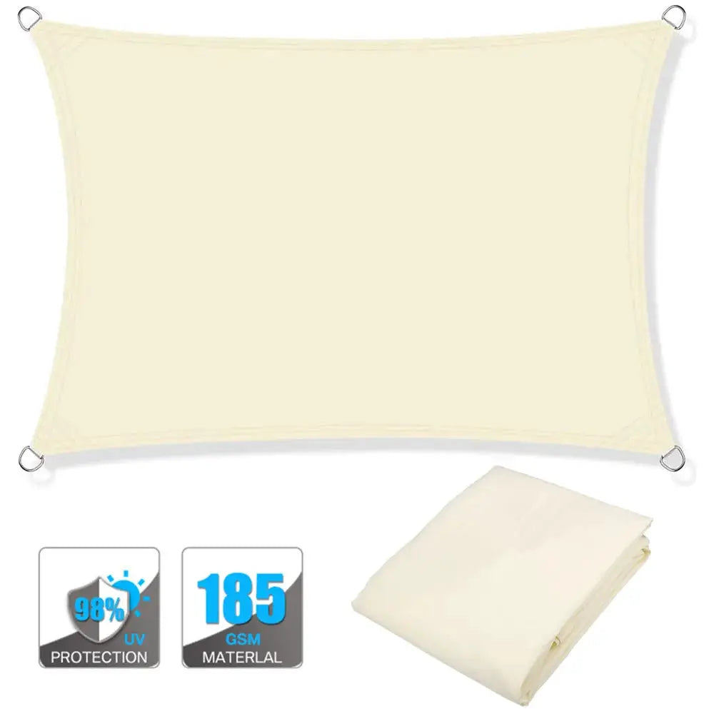 Waterproof sun shade sail rectangle by Simples Market, beige with metal grommet corners and UV protection
