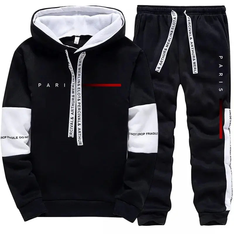 Men's Hooded Sweatshirt And Jogger Set Paris Fashion Streetwear Minimalist Logo Pullover Hoodie All Season Casual Sports