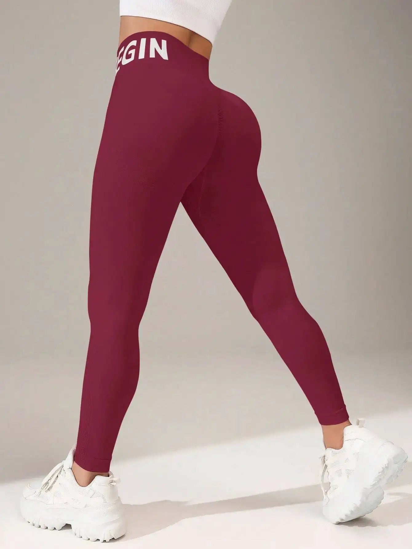 Simples Market seamless yoga leggings burgundy, breathable quick-dry with butt-lifting fit.