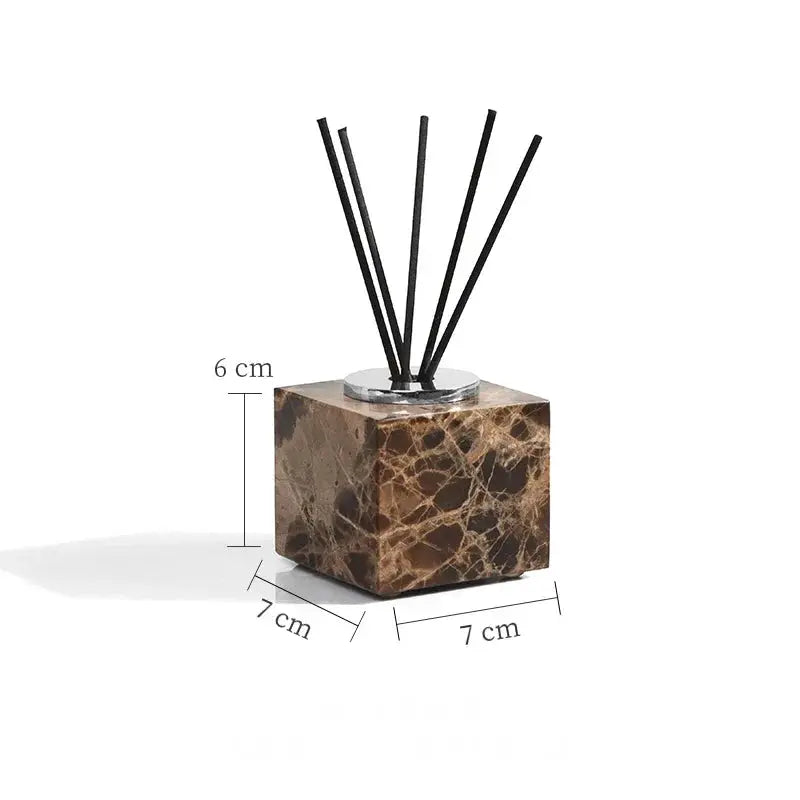 Emperador Dark marble bathroom set by Simples Market; brown natural stone cube, 7x7x6 cm.