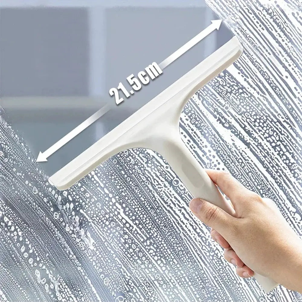 Simples Market 3-in-1 window squeegee with spray bottle; white handle, microfiber scrub, 21.5 cm blade