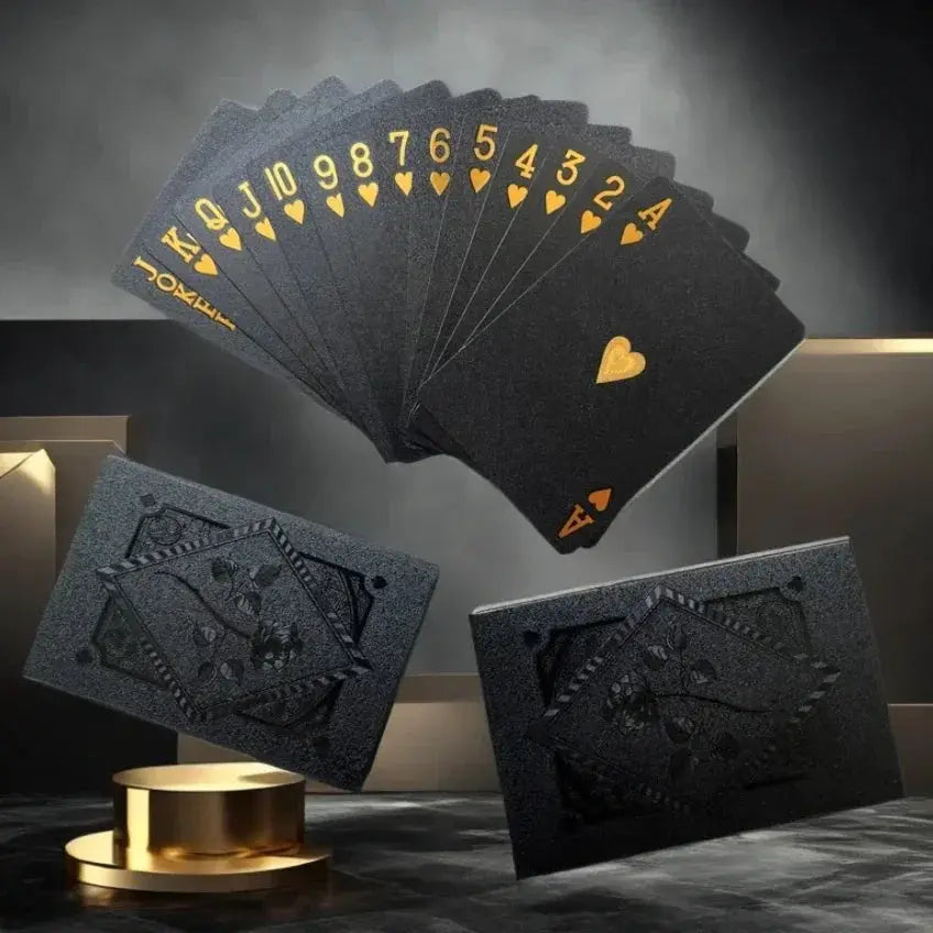Black And Gold Playing Cards Waterproof Deck For Poker Games Magic Tricks And Board Game Collection