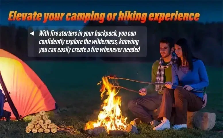 Natural wax wood fire starter sticks for BBQ, fireplace, and camping