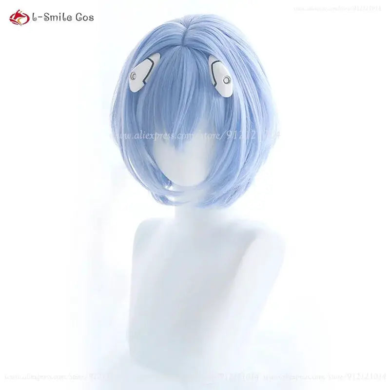 Simples Market Rei Ayanami cosplay wig, short blue heat-resistant synthetic hair with wig cap.