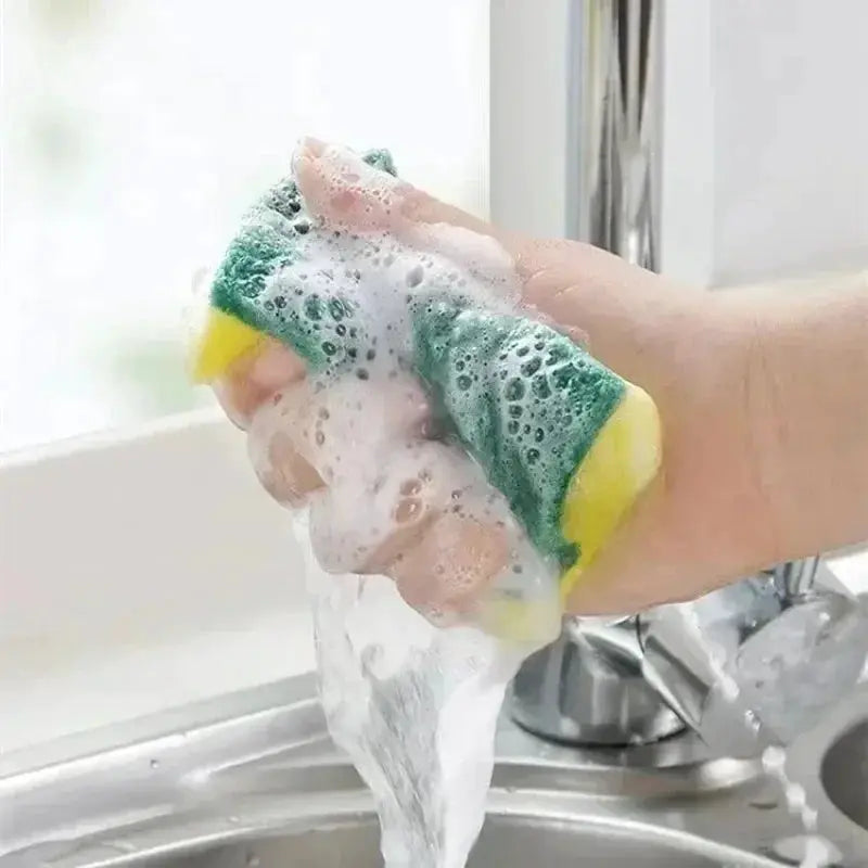 BrightWave CleanPro Double Sided Kitchen Sponge With Highly Absorbent Dual Surfaces For Gentle Washing And Tough Rust