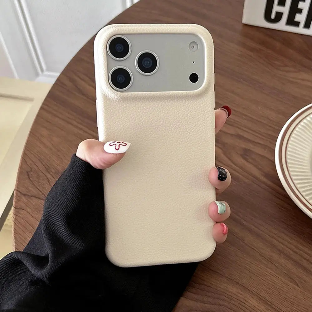 PrestigeCase Luxury Leather Texture Phone Case for iPhone 17 Pro Max and Other Models Soft TPU Shockproof Cover