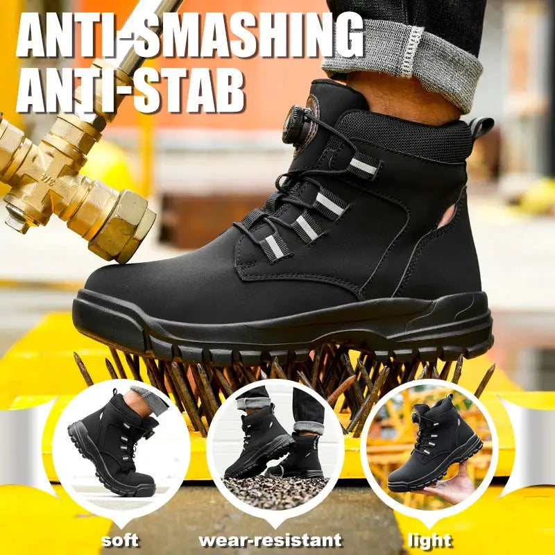 FortisGuard Waterproof Steel Toe Safety Boots For Men Anti Smash And Stab Resistant Work Footwear