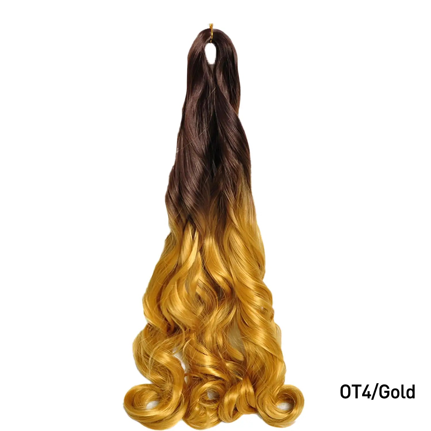 French Curls braiding hair extension, 24-inch synthetic spiral curls in OT4/Gold color by Simples Market