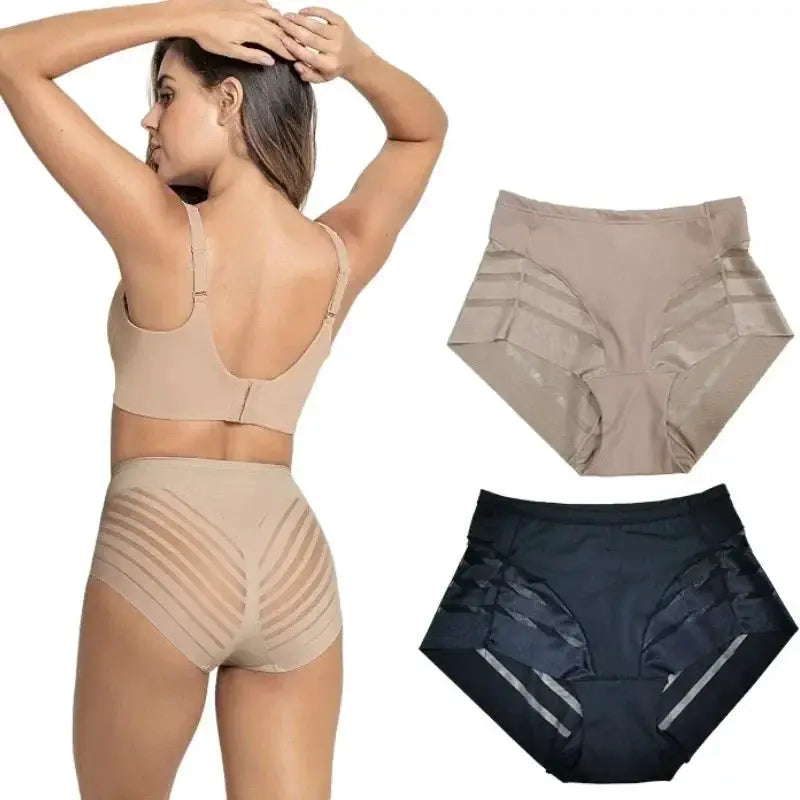 High-waist seamless shapewear briefs for women with tummy control; beige, taupe, and black options by Simples Market