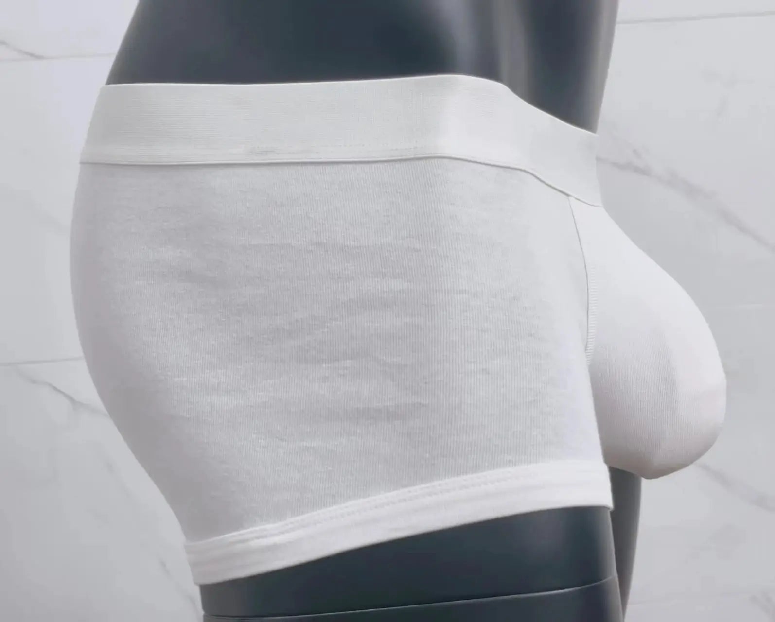 White cotton men's boxer briefs with large pockets, Simples Market.