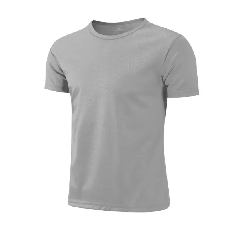 Men's gray quick-dry running T-shirt, short sleeve athletic