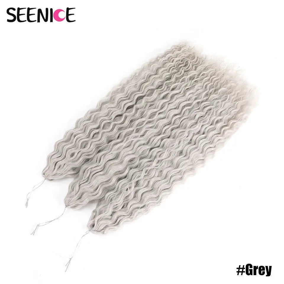 Ariel Curl deep twist crochet hair extensions in grey, synthetic Afro wave braids, 22in by Simples Market