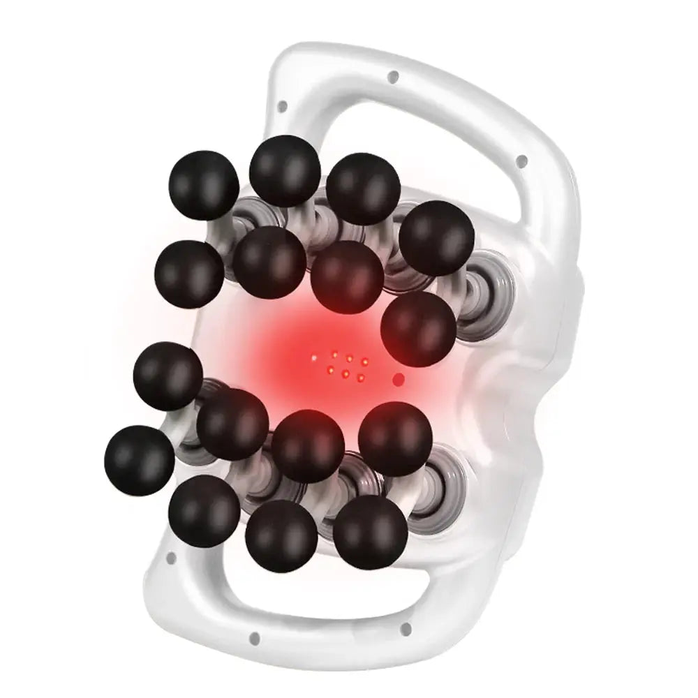 Fascia massage gun by Simples Market with 16 black heads on a white handheld device