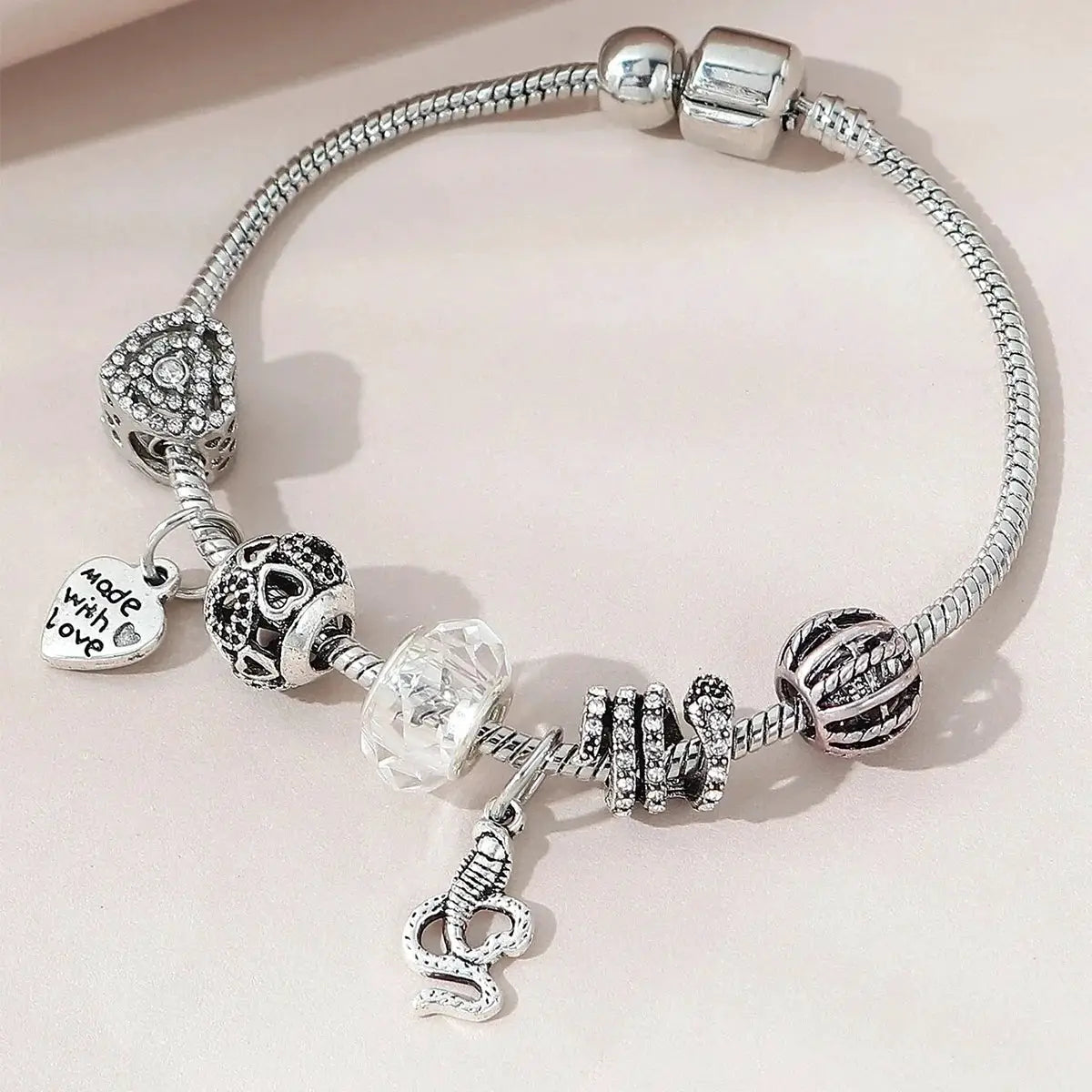 Women's Fashion Beaded Multi Element Bracelet Charm Love Pan Family Daily Wear Party Gift