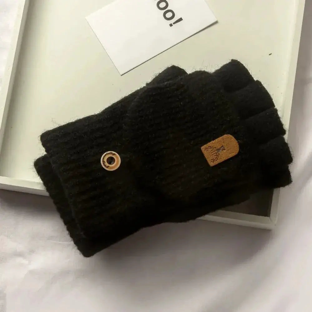 Knitted Fingerless Gloves Warm Winter Thickened Design Touch Screen Compatible For Men And Women