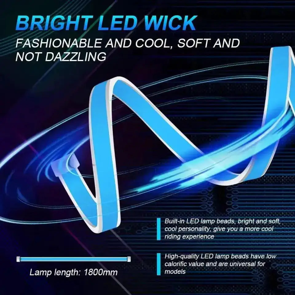 Car hood LED light strip, blue dynamic meteor design, universal fit, Simples Market