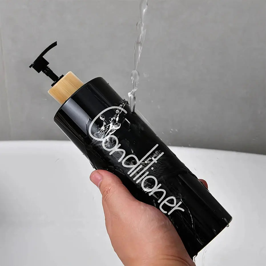 Three Pack Reusable Bathroom Pump Dispenser Bottles Shampoo Shower Gel