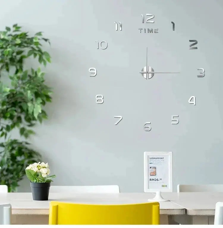 Simples Market large wall clock with acrylic mirror 3D numbers for living room decor