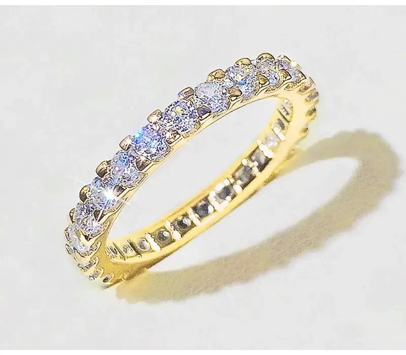 So-Bling S925 ring for women with gold-tone band and clear cubic zirconia stones