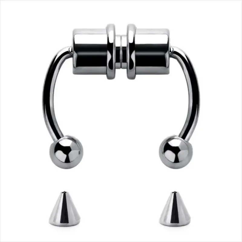 Magnetic Horseshoe Nose Rings 316L Stainless Steel Faux Septum Clip On Hoop Piercing Gift For Women