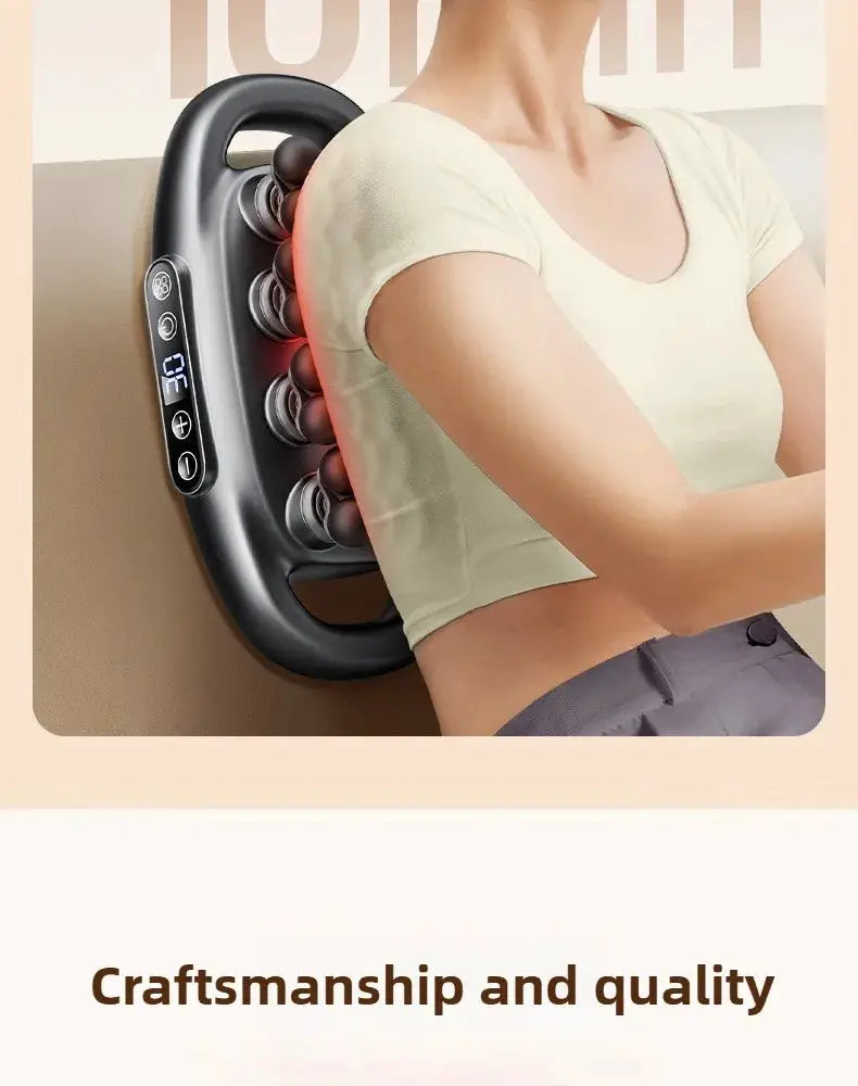 32-head massage gun by Simples Market, black wireless deep-tissue massager with red-light therapy
