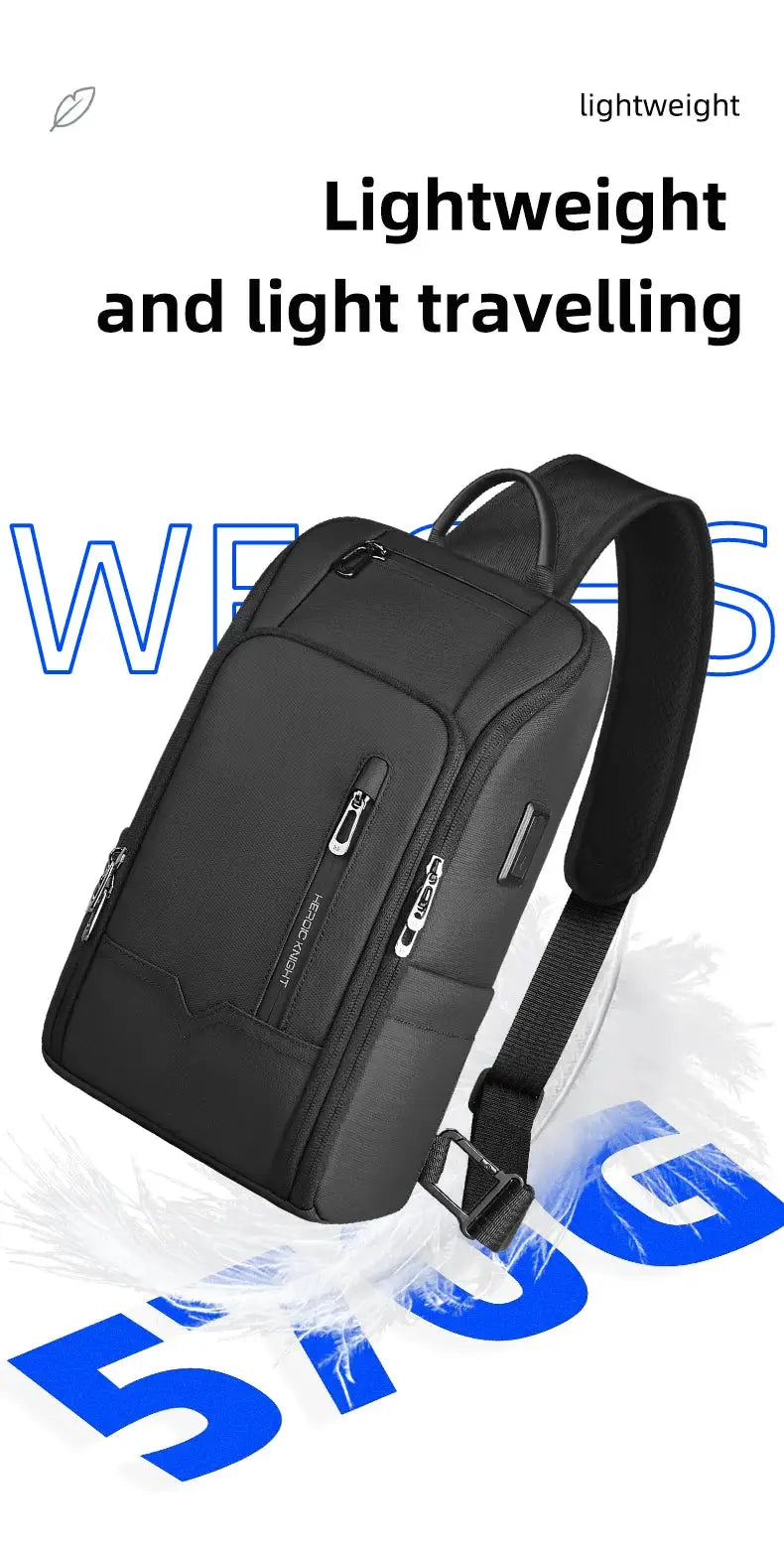 Simples Market HK anti-theft black waterproof crossbody bag with USB and multiple pockets