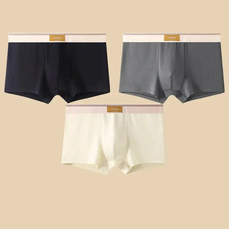 Men's Cotton Boxer Briefs Breathable Comfortable Solid Underwear