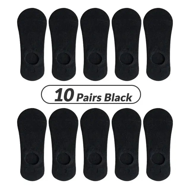 Men Invisible No Show Socks 5 Or 10 Pairs Breathable Cotton Silicone Non Slip Ankle Boat Socks