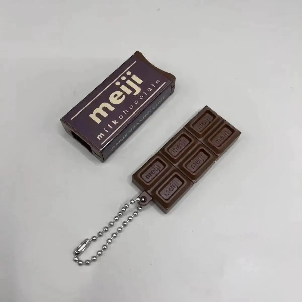 Hot Japanese Style Simulated Meiji Chocolate Fidget Toy Bendable Snap Stress Relief Keychain Pendant Gift