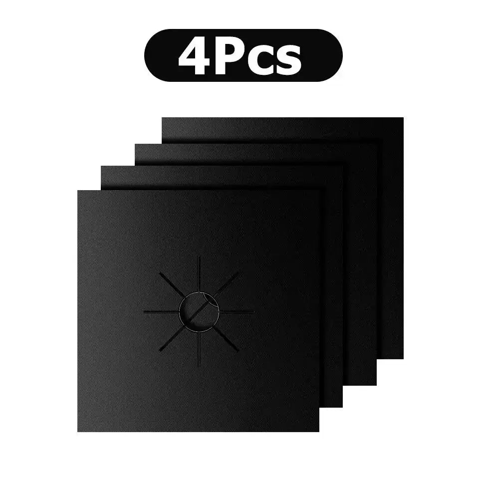 Four Or Eight Piece Gas Stove Protector Cover Set Stovetop Burner Liners Fiberglass Mats For Easy Cleanup