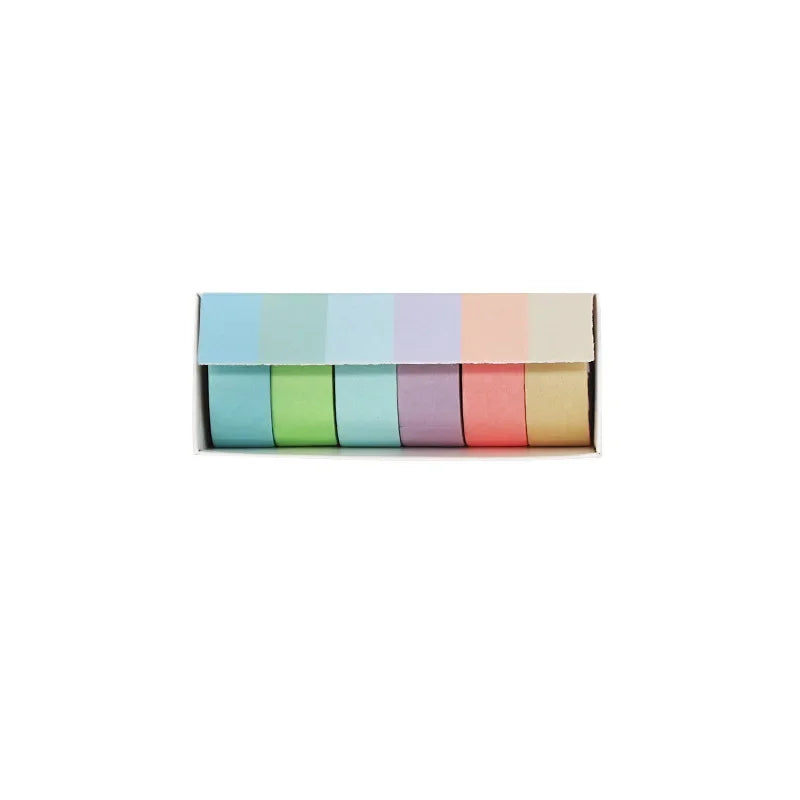 Simples Market pastel rainbow masking washi tape set with six solid-color rolls in a box