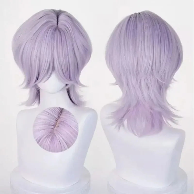 Cosplay wig: Saja Jinu Abby lavender heat-resistant synthetic hair for anime/cosplay