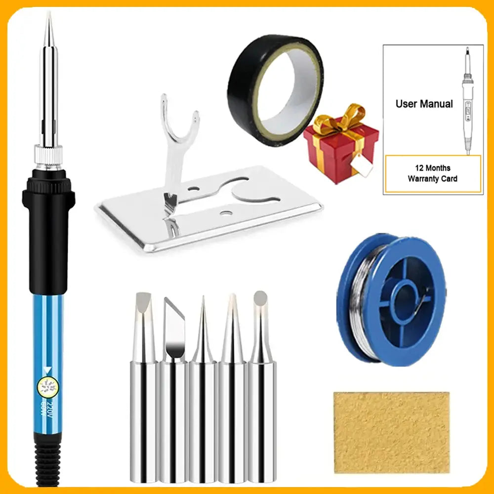 60W Adjustable Temperature Electric Soldering Iron Kit With Replaceable Tips Multi Configuration 10 In 1 16 In 1 20 In 1
