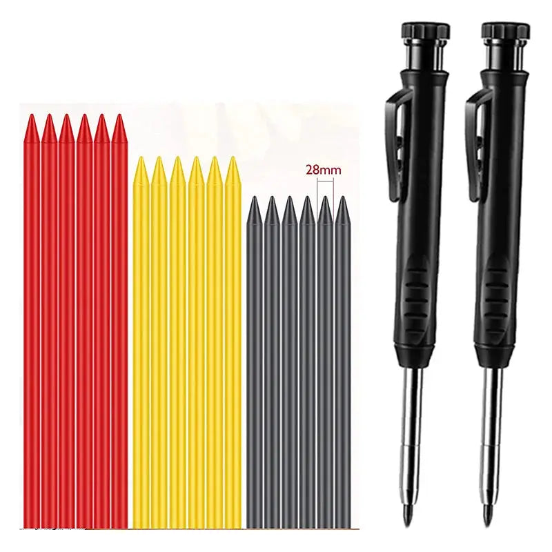 Simples Market carpenter pencils 2.8mm set with red, yellow and gray pencils and two black long-nose drafting markers