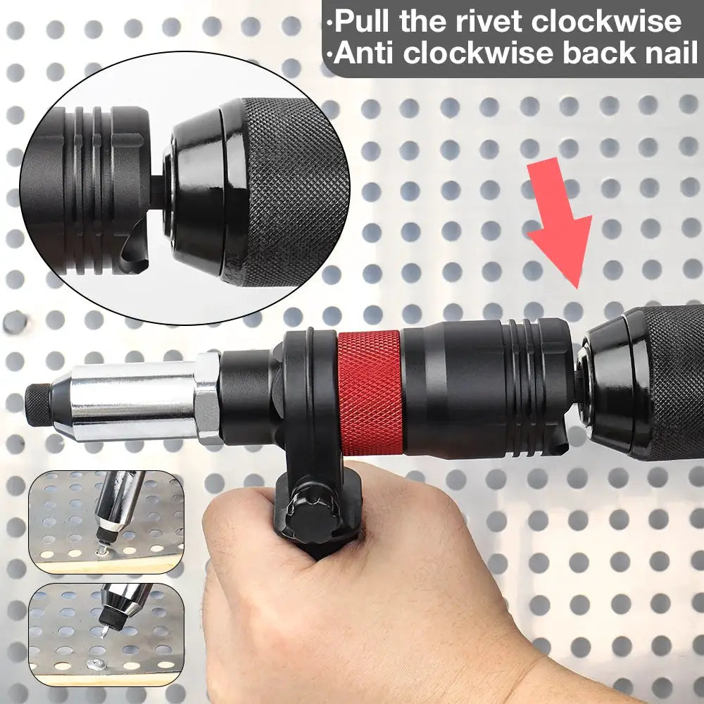 Cordless Drill Rivet Nut Tool Converter Adapter for 2.4mm 3.2mm 4.0mm 4.8mm 6.4mm Nut Inserts DIY Woodworking Metal Auto