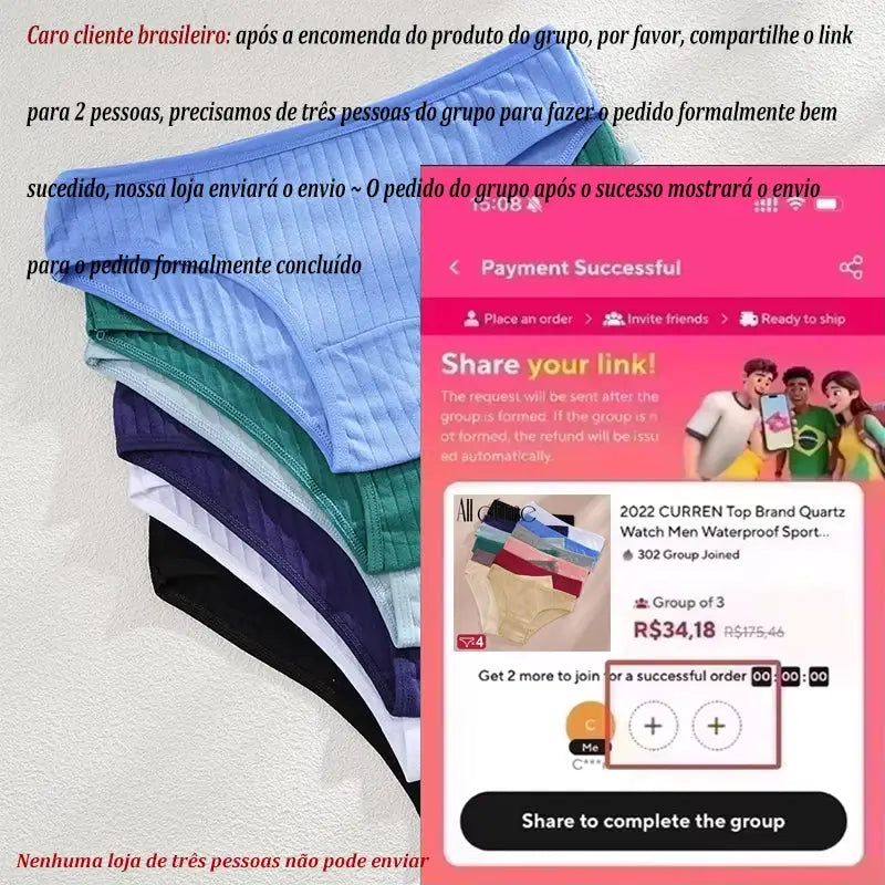 4Pcs women's cotton panties set (M-XL); assorted solid colors, comfortable stretch, Simples Market